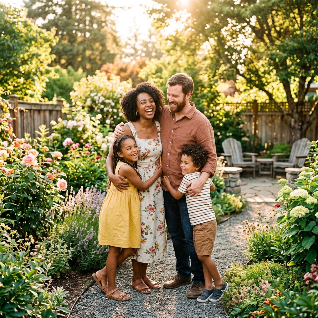 A smiling family supported by wellness care